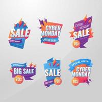 cyber maandag moderne label set vector