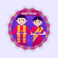 een paar dat deepavali-festival viert vector