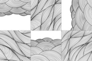 vector reeks van hand- getrokken schetsen golvend patronen, biologisch achtergronden. zwart en wit haar- golven. Japans texturen, tekening strepen