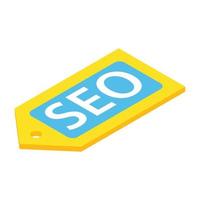 geel seo etiket isometrische 3d icoon vector