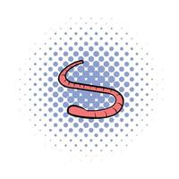 regenworm icoon, comics stijl vector