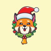 schattig rood panda in Kerstmis dag. schattig Kerstmis tekenfilm illustratie. vector