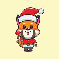 schattig rood panda vervelend de kerstman kostuum. schattig Kerstmis tekenfilm illustratie. vector