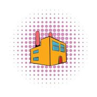 fabriek gebouw icoon, comics stijl vector