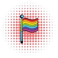 regenboog vlag icoon, comics stijl vector