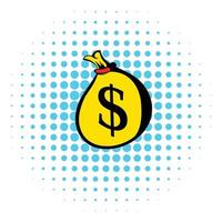 geld zak met dollar teken icoon, comics stijl vector