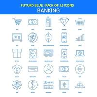 bank pictogrammen futuro blauw 25 icoon pak vector