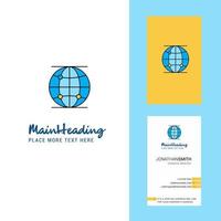 wereldbol creatief logo en bedrijf kaart verticaal ontwerp vector