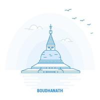 boudhanath blauw mijlpaal creatief achtergrond en poster sjabloon vector