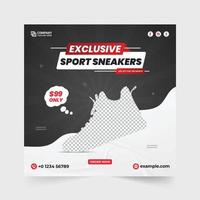 sport- schoenen en sportschoenen uitverkoop sjabloon ontwerp met geel en rood kleuren. exclusief sportschoenen uitverkoop sociaal media post vector. sport- mode schoen bedrijf sjabloon voor digitaal marketing. vector