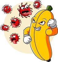banaan strijd corona virus covid 19 vector