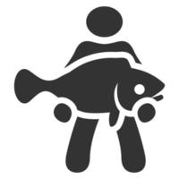 zwart en wit icoon visvangst vector