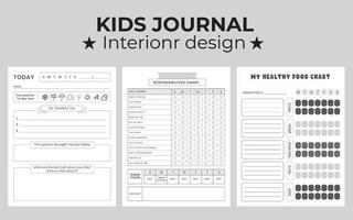 kinderen logboek notitieboekje bladzijde sjabloon vector notities, controlelijst, dagelijks, wekelijks ontwerper
