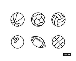 reeks van sport ballen icoon. sport ballen symbool silhouet vector