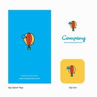 heet lucht ballon bedrijf logo app icoon en plons bladzijde ontwerp creatief bedrijf app ontwerp elementen vector