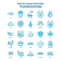 dankzegging blauw toon icoon pak 25 icoon sets vector