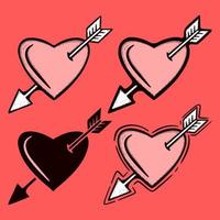 verzameling reeks hart pijl illustratie hand- getrokken schetsen tekening voor tatoeëren, stickers, logo, enz vector