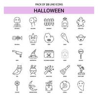 halloween lijn icoon reeks 25 stippel schets stijl vector