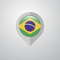 kaart navigatie wijzer met Brazilië vlag ontwerp vector