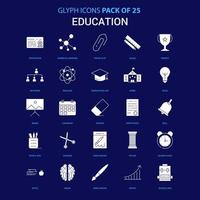 onderwijs wit icoon over- blauw achtergrond 25 icoon pak vector