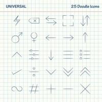 universeel 25 tekening pictogrammen hand- getrokken bedrijf icoon reeks vector