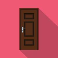 bruin houten deur icoon, vlak stijl vector