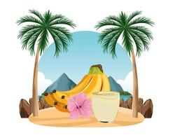 tropisch fruit en smoothiedrank vector