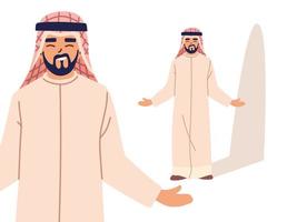 Arabische man in verschillende poses, diversiteit of multicultureel vector