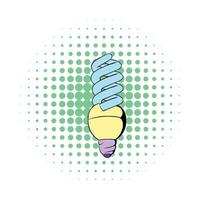 energie besparing lamp icoon, comics stijl vector