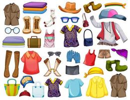 set mode-outfits en accessoires vector