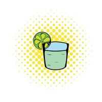 tequila in een glas met limoen icoon, comics stijl vector