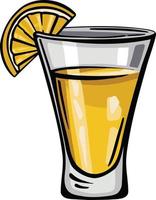 glas van tequila met citroen stack van alcohol, uit de vrije hand tekening v vector
