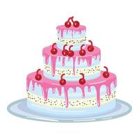 roze verjaardag taart icoon tekenfilm vector. gelukkig kaars vector