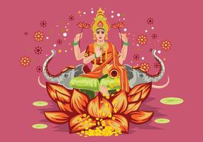 Roze Illustratie van de godin Lakshmi vector