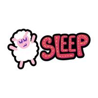 schapen met slaap belettering patch vector