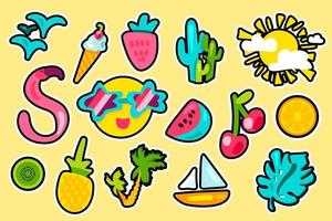 tropische zomer kleur vector stickers set