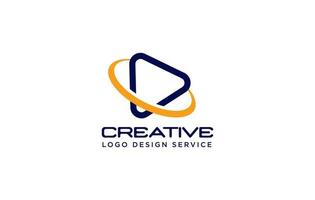 Speel knop logo en brief d logo combinatie vector