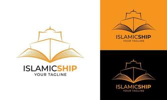 vlak ontwerp modern Islamitisch schip lijn logo sjabloon vector