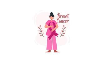 borst kanker bewustzijn met lint en illustratie logo vector