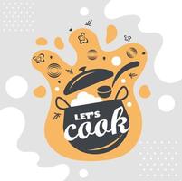 leven koken restaurant belettering vector