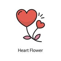 hart bloem vector gevulde schets icoon ontwerp illustratie. liefde symbool Aan wit achtergrond eps 10 het dossier