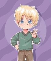anime blond jongen vector