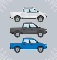 drie vrachtauto mockup voertuigen vector