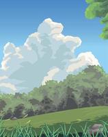 schoonheid landschap anime met gras vector