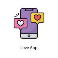 liefde app vector gevulde schets icoon ontwerp illustratie. liefde symbool Aan wit achtergrond eps 10 het dossier