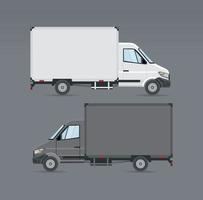 twee vrachtwagens mockup voertuigen vector