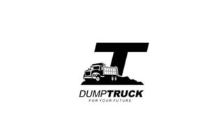 t logo dump vrachtauto voor bouw bedrijf. zwaar uitrusting sjabloon vector illustratie voor uw merk.