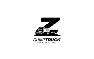 z logo dump vrachtauto voor bouw bedrijf. zwaar uitrusting sjabloon vector illustratie voor uw merk.