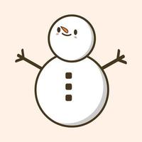 illustratie van sneeuwman schattig kawaii stijl vector