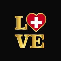 liefde typografie Zwitserland vlag ontwerp vector goud belettering